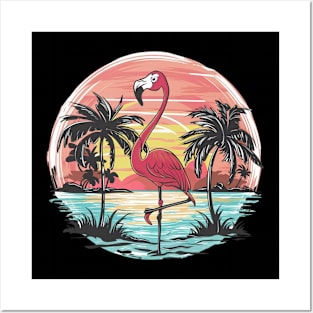 Flamingo Sunset Posters and Art